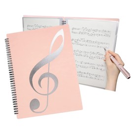 A4 Sheet Music Folder, A4 Music Folder Sheet MusicHolder Allow Annotations, Eliminate Glare 60 Pages Spiral Sheet Music Binder Student Drawing FolderStorage for MusicalScore Painting Photo - Pink