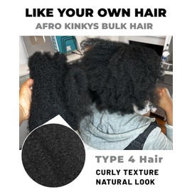 Afro Kinkys Bulk Human Hair 2 Bundles 18 Inch Honey Blonde Afro Kinky-Curly Human Hair Bundles for Dreadlock Extensions Locs Repair 100% Human Hair 4C Curly for Mini Twist