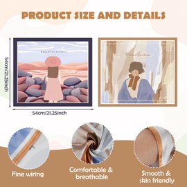 Kaslaider 2 Pieces Imitation Silk Scarf, Print Silk Scarf, Square Scarves Impressionism Pattern Vintage Scarf, Lightweight Neckerchief for Office Work or Casual Waistband