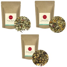 Herbal Tea Tasting Set 3 x 50 g Herbal Tea Gift Set - Varieties: Fresh Mint, Herbal Breeze, Herbs & Berries - Herbal Tea Loose Tea by Quertee (150 g)