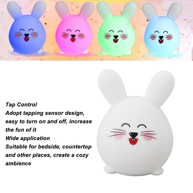 Silicone Night Light Cute Cartoon Mouse USB Rechargeable Tap Control