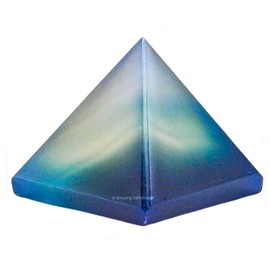 Blue Onyx Pyramid Crystal Healing Stones - 1" Great Pyramid Figurine of Natural Stone Pyramid for Meditation, Reiki, Chakra Balancing and Crystal Pyramids Grid