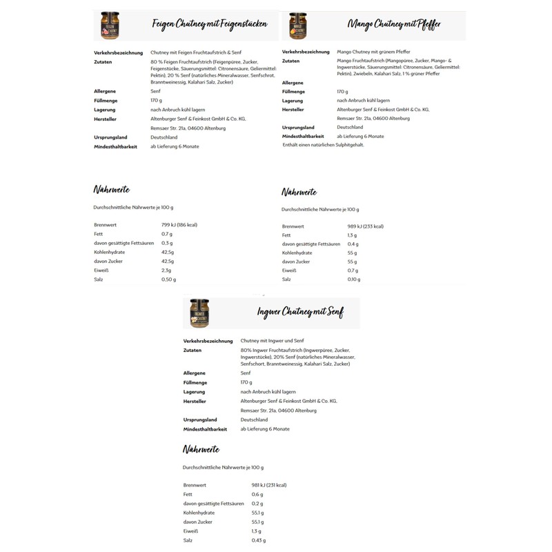 Chutneys (Fig, Mango, Ginger) - Pure Natural