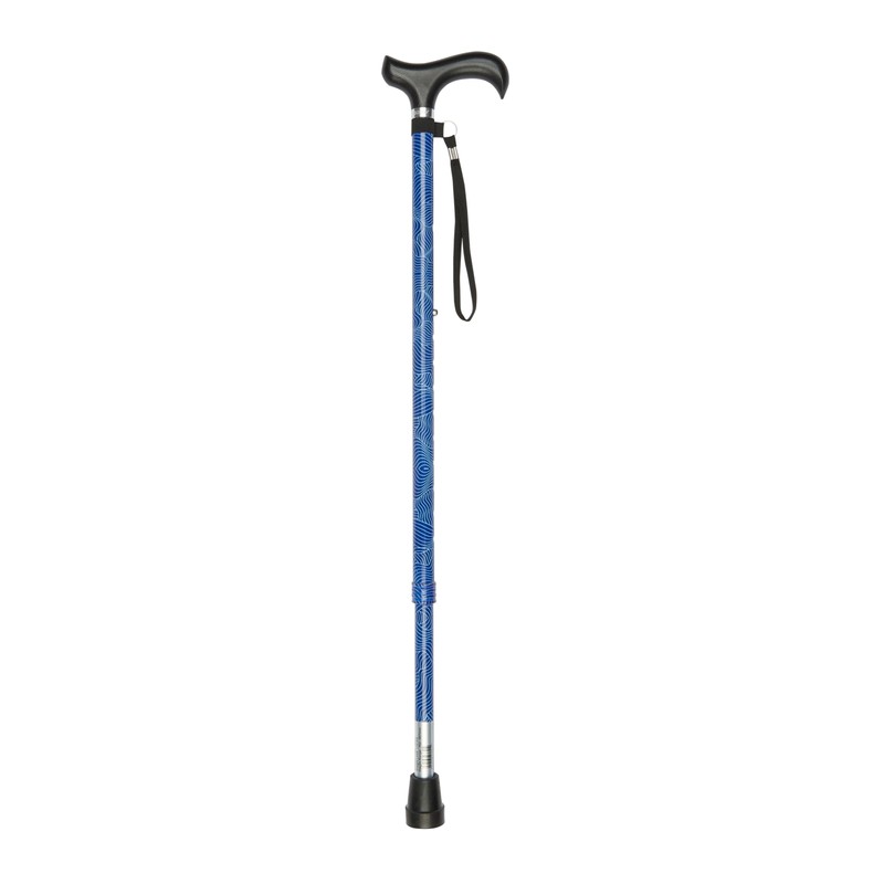 Ziggy Adjustable Blue Waves Design Walking Cane