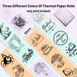 Ponek Thermal Sticker Paper Purple/Green/Orange, Compatible with Sticker Maker Y02C/T02/M02X/M02L, 50mm x 3.5m Thermal Stickers for 20 Years, Mini Printer Paper Suitable for Journal, Photo, Notes