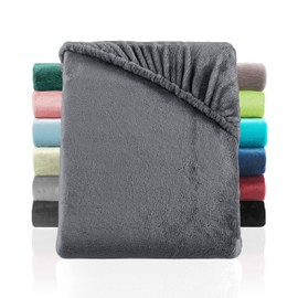 BaSaTex Cashmere Touch Plush Premium Fitted Sheet, Super Soft Fluffy Winter Fitted Sheet, Nicky Teddy, Warming Bed Sheet 90 x 200 - 100 x 200 cm, Colour: Anthracite