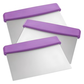 OCS Parts 3-Pack 6" Stainless Steel Dough Cutter and Bench Scraper | Purple Handle | Cutter for Pizza Dough, Bread, and Pastry Dough | Multipurpose Kitchen Utensil