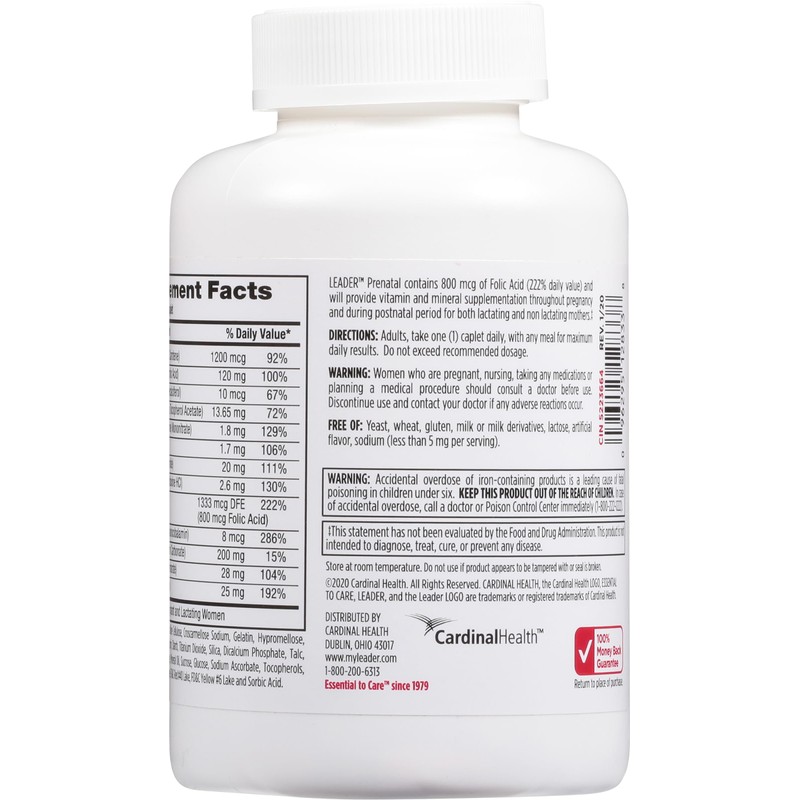 LEADER Prenatal Multivitamin with 800mcg Folic Acid & Essential Nutrients