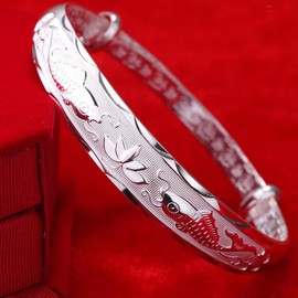 Dainty Silver Bracelets for Women, 925 Sterling Silver Bangle Bracelets Adjustable Bracelet for Womens Fashion Jewelry