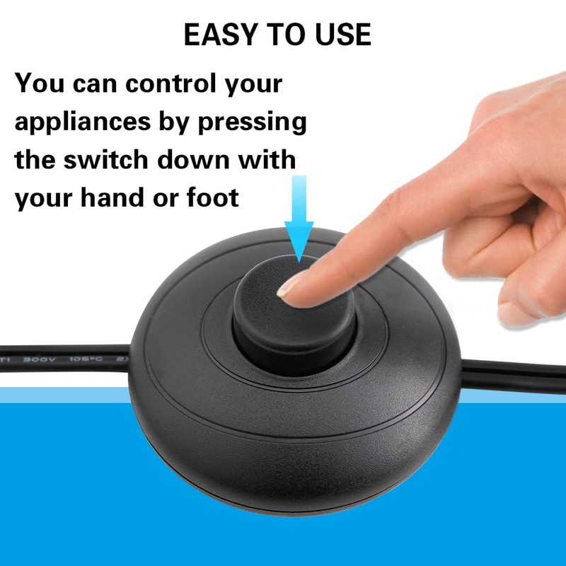 Asjeumt 6ft Foot Switch Lamp Cord Replacement, Black Floor Light