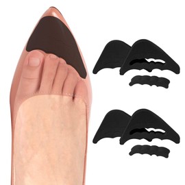Toe Filler Inserts [4 Pairs] for Shoes Too Big, Adjustable Toe Plug Shoe Inserts, Half Cushion Inserts for Women High Heels Sneakers (Black)