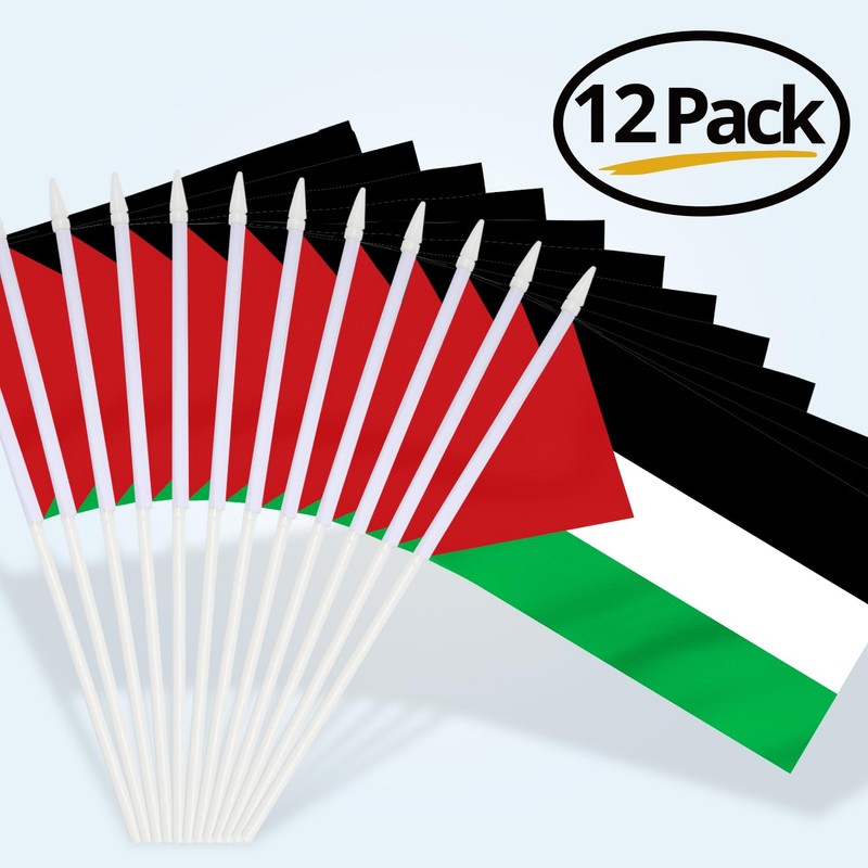 Anley Palestine Mini Flag 12 Pack - Hand Held Small