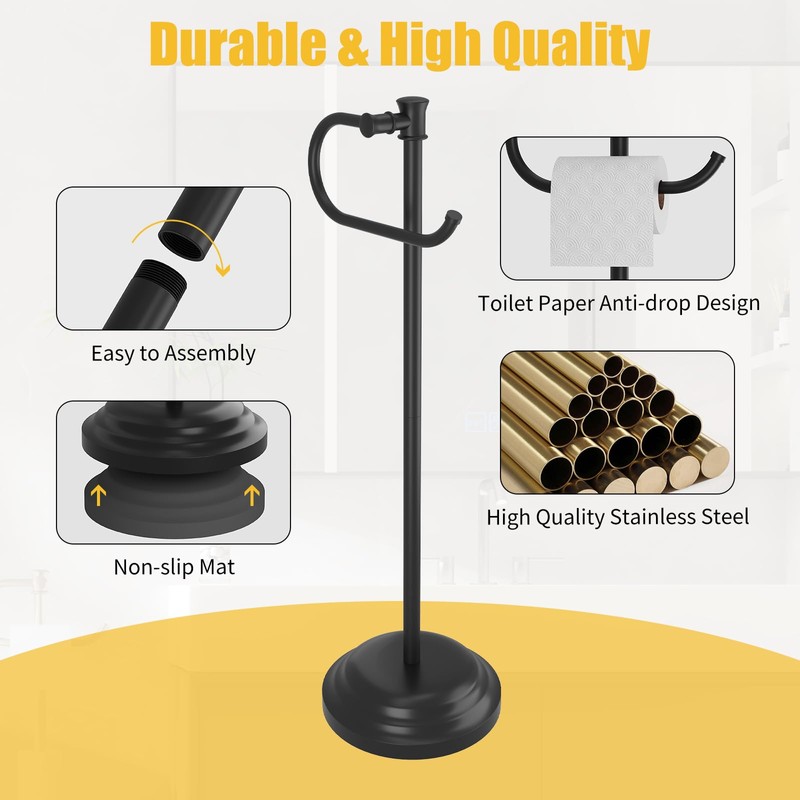 BESy Toilet Paper Holder Free Standing Bathroom Toilet Tissue Holder