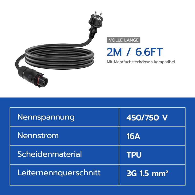WSPIHO LY01 Cable 2 m for Deye Inverter, LY-01 Female