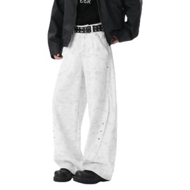 DOSLAVIDA Baggy Jeans Y2K Hip Hop Jeans Vintage Denim Pants Streetwear Skater Casual Wide Leg Trousers