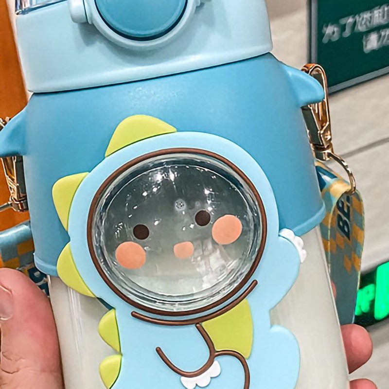 Soft Straw Drinking Cup Portable Plastic Sippy Cup Cartoon Pattern