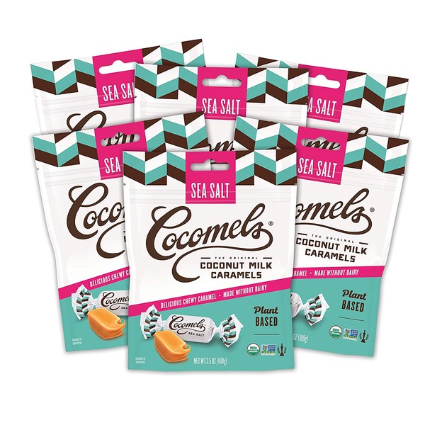 Cocomels Coconut Milk Caramels, Sea Salt Flavor, Organic, Dairy Free, Vegan, Gluten Free, Non-GMO, No High Fructose Corn Syrup, Kosher, Plant Based, Individually Wrapped Candy, (6 Pack)