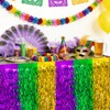 QLINLEAF 2 Pack Mardi Gras Table Skirt Purple Green Gold