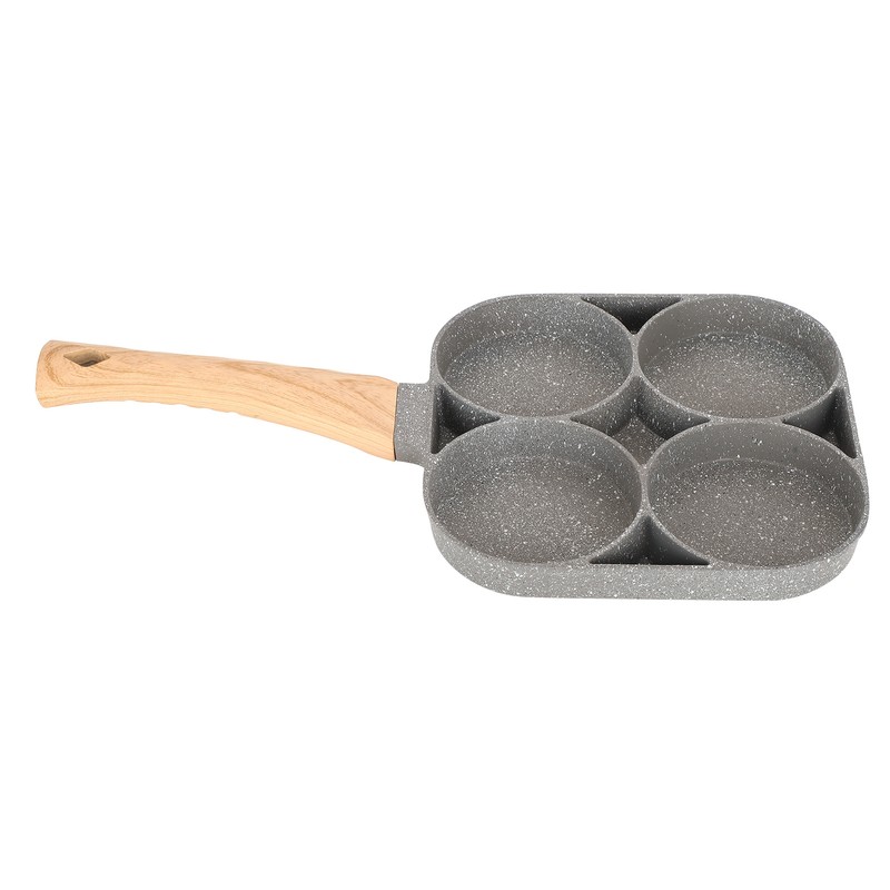 4‑Hole Egg Frying Pot Pancake Pan with Wood Handle for