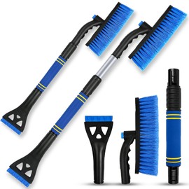 Atuoxing Ice Scraper Car with Broom 3-in-1 Snow Brush Car Ice Scraper Extendable Multifunctional Windscreen Scraper Car for Truck SUV MPV Windscreen