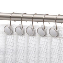 Utopia Alley Shower Rings, Shower Curtain Rings for Bathroom, Rustproof Zinc Shower Curtain Hooks Rings, Set of 12 (Brushed Nickel)