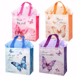 20PCS Reusable Butterfly Non-Woven Gift Bags for Religious Churches for Sunday Schools Christmas Holidays Bible Scripturecolor: Multicolour