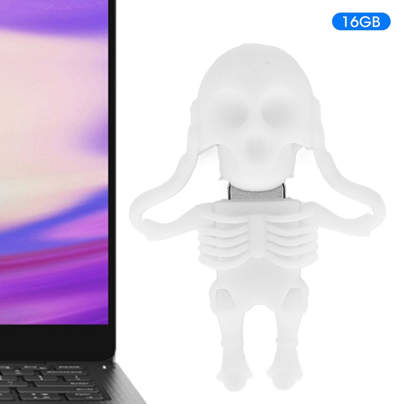 Cartoon U Disk White Skull Appearance High Speed Bulk Storage