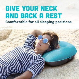 Pitch and Trek Ultralight Inflatable Travel Camping Pillow Blue