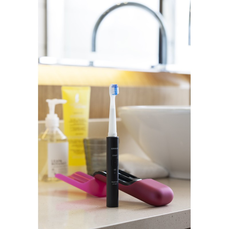 オムロン 音波電動歯ブラシ メディクリーンPORTABLE ピンク HT-B601-PK
