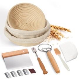 KOLNAMDINH Banneton Bread Proofing Basket, Set 3 Size Sourdough Starter Kit, Sourdough Bread Baking Supplies, Bread Making Supplies Tools (Round 3 size - 8", 9", 10")