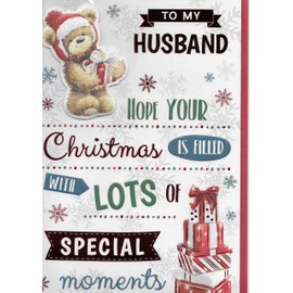 Husband Extra Large Christmas Card - 'to My Very Special Husband Merry Xmas' Extra Large 8 Page Design.