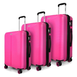 New York XPress 3Pcs Pink Luggage Sets,Lightweight Durable Suitcase Sets w/TSA Lock & Double Spinner Wheels(20in/24in/28in)