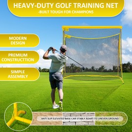 Golf Hitting Net with Extra Striking Net, 10x7ft Heavy Duty Golf Practice Net for Golfer Backyard Driving Swing, Golf Impact Net Cage Metal Frame with Storage Bag and Elevated Base