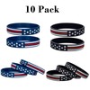 COYOUCO 10 Pack American Flag Bracelets -Thin Red Line Silicone