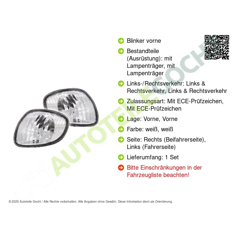 Indicator Light Transparent Right for Toyota Corolla Estate 1997-2002
