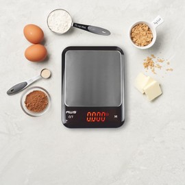 American Weigh Scales KF-KG USB Rechargeable Kitchen Scale with Cover Bowl, USB Charging Port, Red LED Display