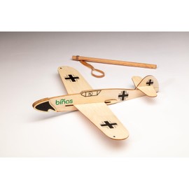 BINOS Messerschmitt 109 Historical Balsa Wood Airplane Glider (14" Wingspan): Historical Flying Model Plane