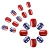 Independence Day Press on Nails Short Square Fake Nails with