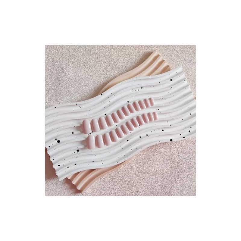 SXVME Uñas postizas rosa polvoriento, uñas postizas cortas ovaladas y
