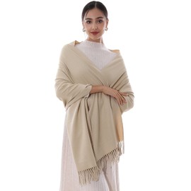 RIIQIICHY Pashmina Shawls and Wraps for Evening Dresses Beige Scarfs for Women Fall Winter Warm Scarves Wedding Shawl