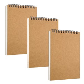 3 Pieces A6 Sketchbook, 30 Sheets/60 Pages, Acid Free Paper (160 GSM), Kraft Paper Drawing Pad with Spiral Bound, Sketch Pads for Drawing and Sketching, Artist and Student Supplies