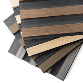 Art3d 4-Pack 6 x 6 Inch WPC Wood Slat Wall Panel for Interior Wall Décor, 3D Wood Fluted Acoustic Wall Paneling for Living Room Bedroom Home & Office - 4 Colors