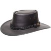 Squashy Full Grain Cowhide Leather Hat (L, Black)