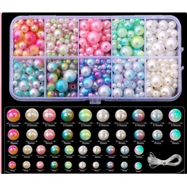 Pearl Beads for Bracelets, 600Pcs Bracelet Making Kit for Adult, Friendship Bracelet Kits, Bracelet Bead Kits, DIY Pearl Jewelry Charms with Gold Spacer Beads (SET B 600Pcs)