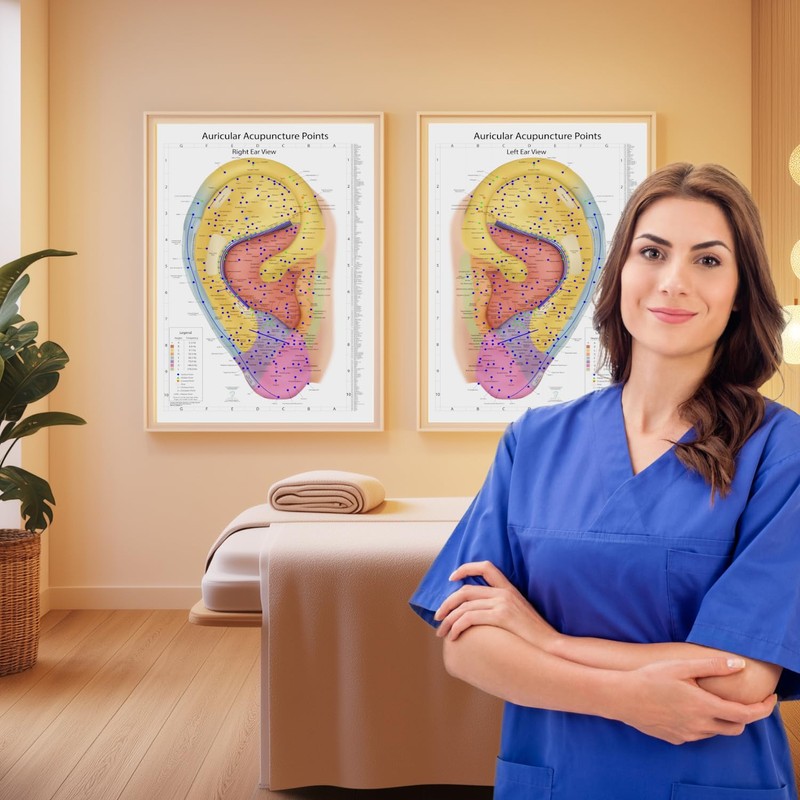 Comprehensive Auriculotherapy Wall Chart - 2025 Edition | 240+ Points,