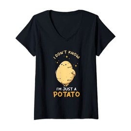 Womens Kawaii Potato Design - I don´t know I´m just a potato V-Neck T-Shirt