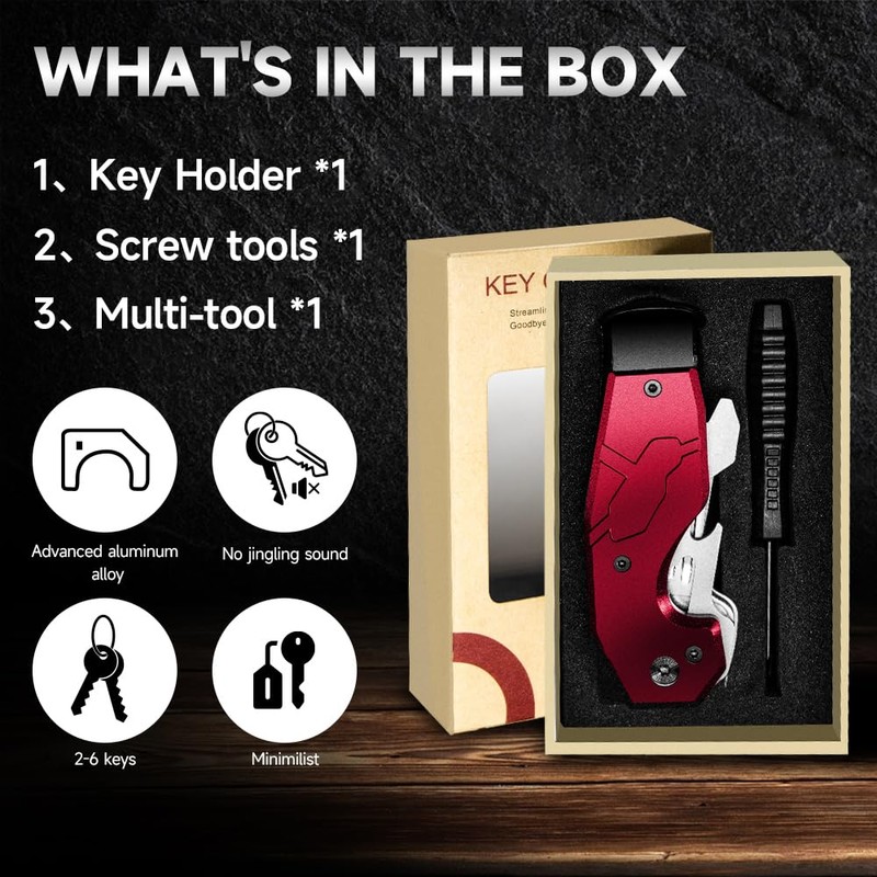 Zeeker Minimalist Key Organizer with Built-in Tools – Holds 1-6