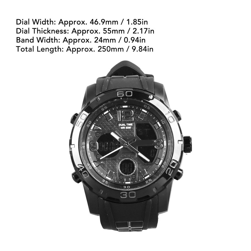Men Digital Sports Watch Dual Dial Dual Time Display 50m