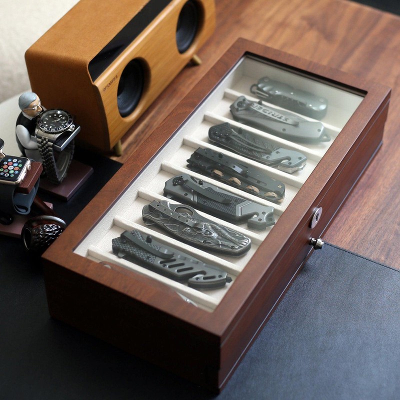 Besforu Pocket Knife Display Case for men collection holder 15-17