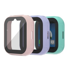 NewJourney Compatible with Sync UP Kids Watch 2 Screen Protector, Hard PC Overall Protective Case with Tempered Glass Screen Protector (Teal+Purple+Pink)